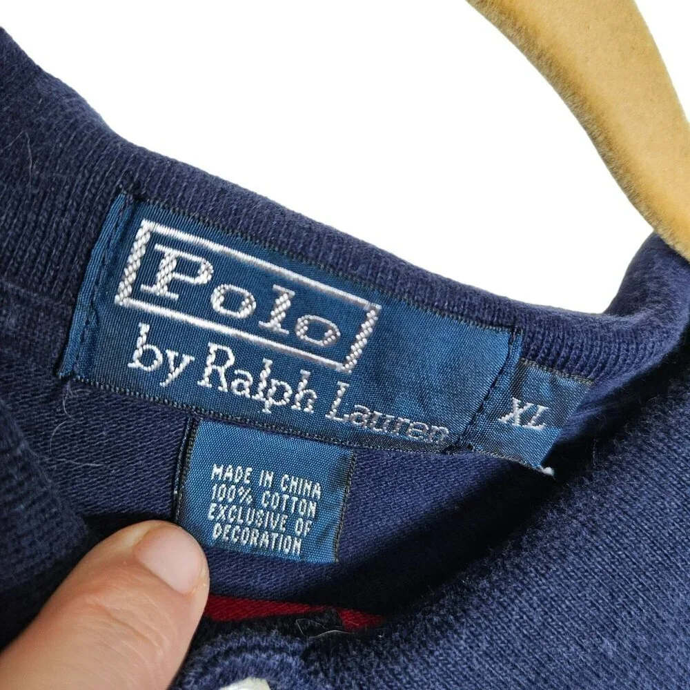 Polo By Ralph Lauren Mens Striped Short Sleeve Polo Shirt XL Blue Red White‎